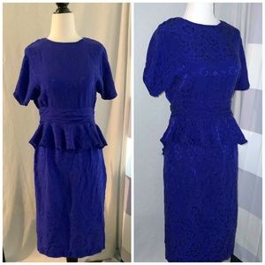Vintage 80’s Deep Blue Silk Dress